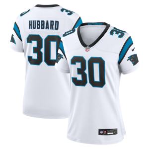 Carolina Panthers Nike Road Game Jersey - White - Chuba Hubbard - Womens