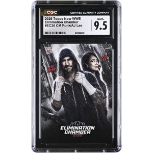 CM Punk & AJ Lee 2026 Topps Now WWE Elimination Chamber #EC26 CGC Authenticated 9.5 Card